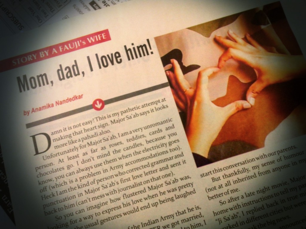 Cool isn't it! A Curious Army Wife writes in the May issue of Fauji India magazine. 